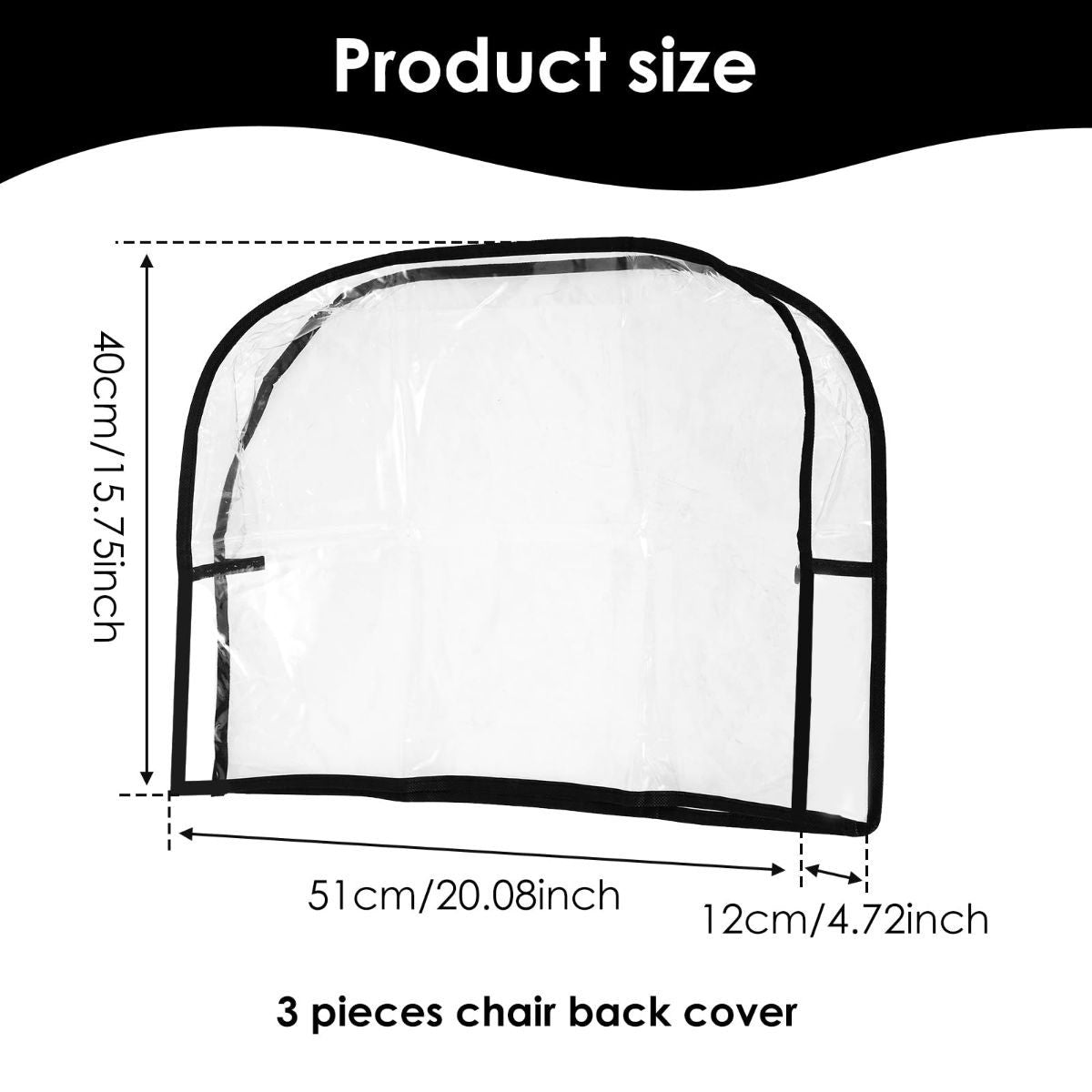 3Pcs Salon Chair Cover, PVC Clear Chair Back Covers, Waterproof Salon Chair Covers Protectors, Soft Salon Chair Back Cover, Fits Most Standard Salon Chairs Office Chairs, 20"x 15.7"x 4.7" - Clear - Size 20in
