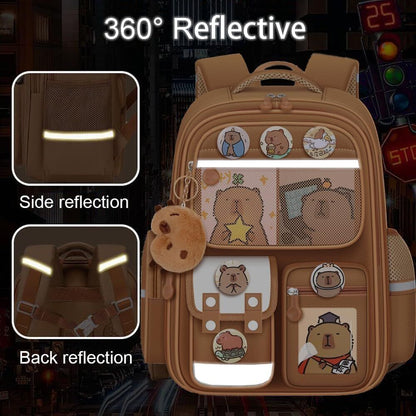 Cute Capybara Backpack with Chic Case and More Pins Ita Bag Cartoon Laptop Travel Utility Funny Going Out Casual Small Bag (Khaki)