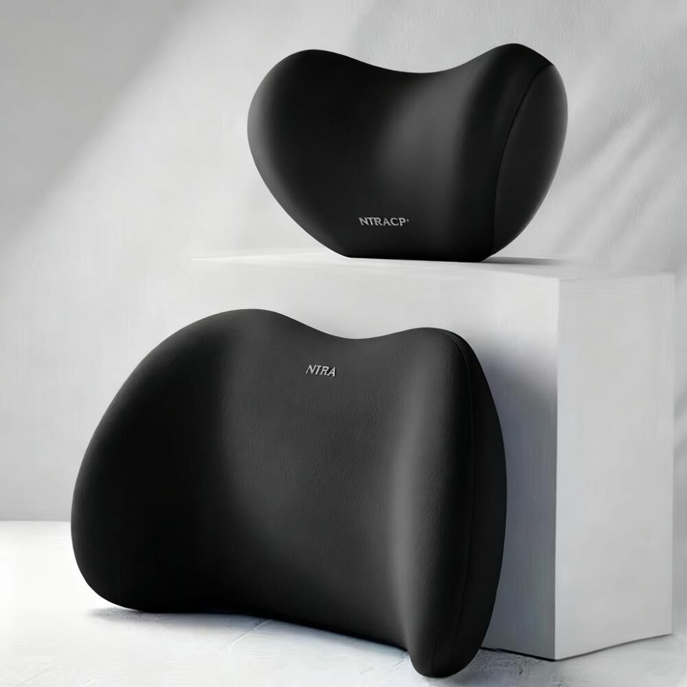Christmas gift Car Headrest & Lumbar Support Set, Ergonomic Plush Cushion for Driver & Passenger, Comfort & Spine Protection for Long Drives（brown）