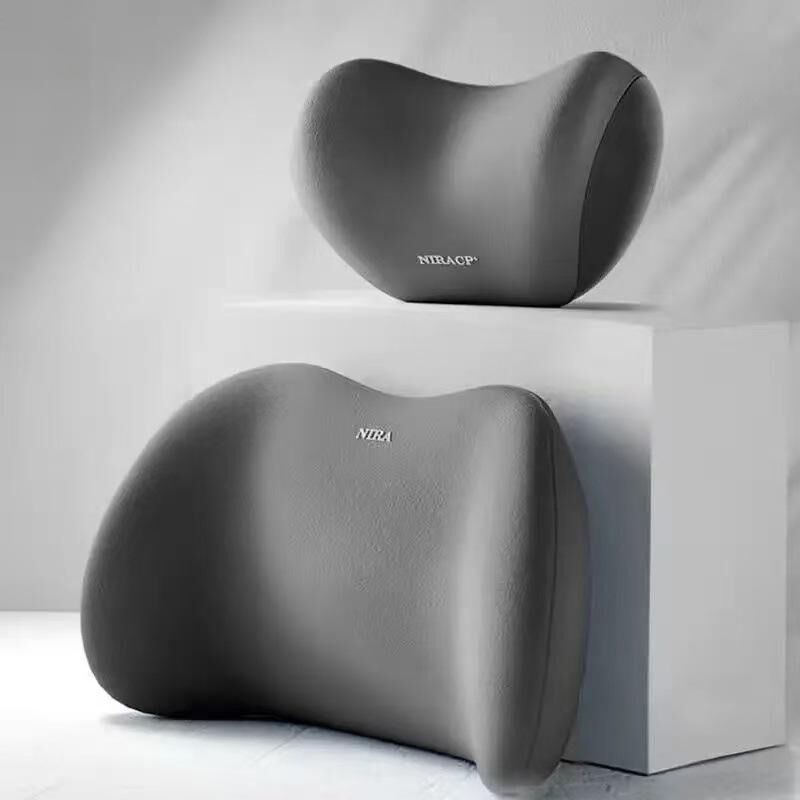 Christmas gift Car Headrest & Lumbar Support Set, Ergonomic Plush Cushion for Driver & Passenger, Comfort & Spine Protection for Long Drives（brown）