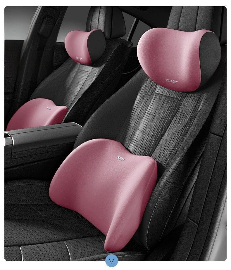 Christmas gift Car Headrest & Lumbar Support Set, Ergonomic Plush Cushion for Driver & Passenger, Comfort & Spine Protection for Long Drives（brown）