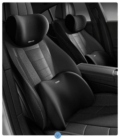 Christmas gift Car Headrest & Lumbar Support Set, Ergonomic Plush Cushion for Driver & Passenger, Comfort & Spine Protection for Long Drives（brown）