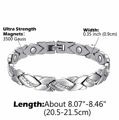 Christmas gift Stylish Ancient Copper Magnetic Therapy Bracelet with Diamond Accents - Enhance Health & Elegance（Rose gold）