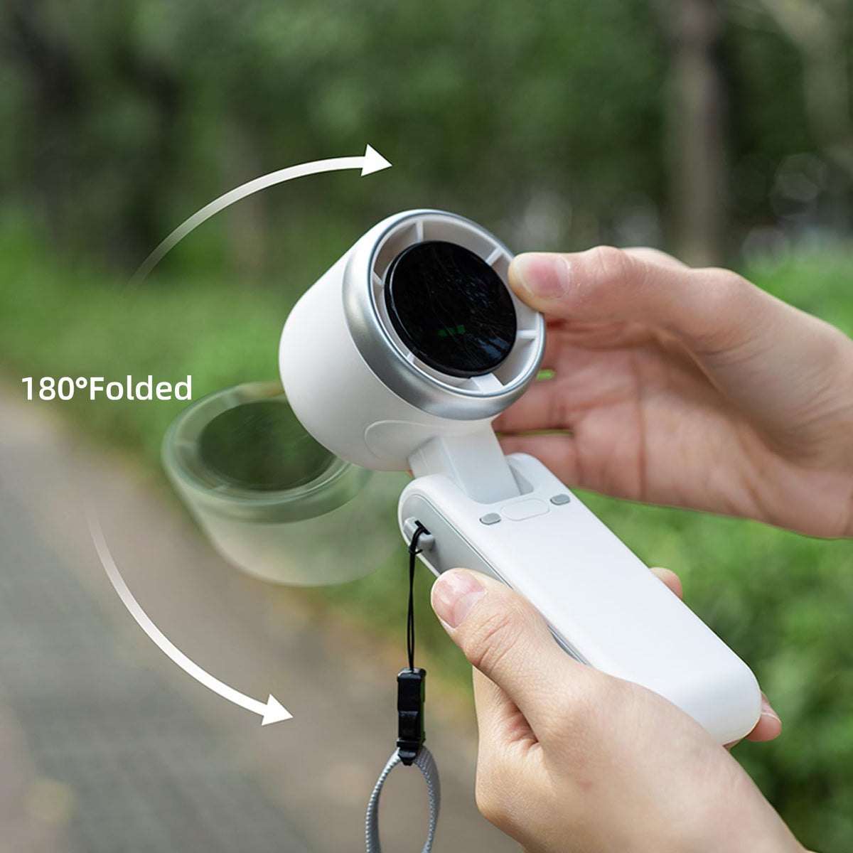 Portable Turbo Handheld Fan with Digital Display – 5-Speed Rechargeable Mini Fan, 3600mAh Battery, Foldable & Neck Strap Design for Outdoor Travel and Daily Use(White)