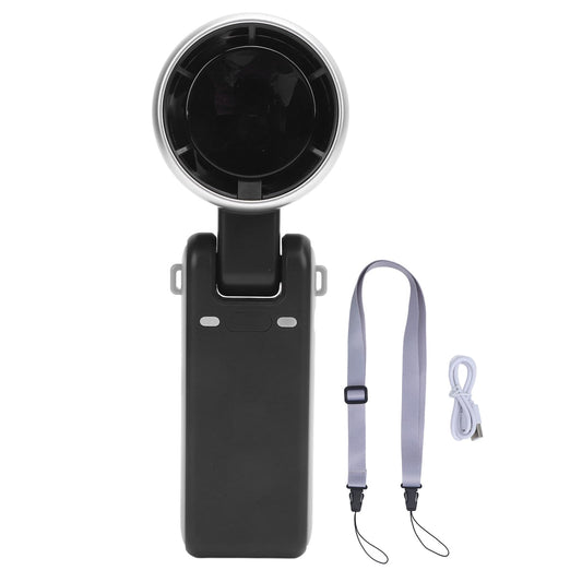 Portable Turbo Handheld Fan with Digital Display – 5-Speed Rechargeable Mini Fan, 3600mAh Battery, Foldable & Neck Strap Design for Outdoor Travel and Daily Use(Black)