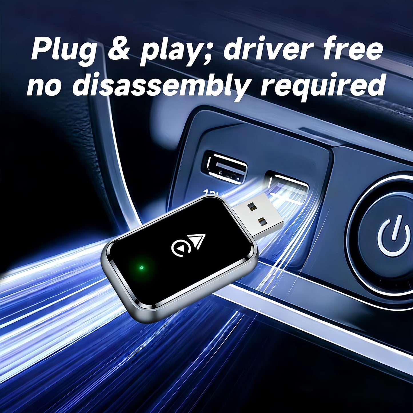 Wireless CarPlay Adapter 2-in-1 for iPhone & Android – Bluetooth 5.0 USB Dongle with OTA Update and Voice Control (Black)