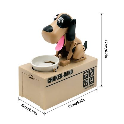 Interactive Dog Coin Bank – Automatic Electric Money Saving Piggy Bank with Moving Dog Design – Fun Kids Gift & Desk Decor (Brown)