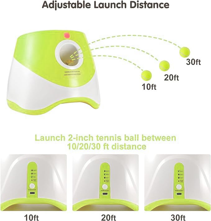 Automatic Dog Ball Launcher with 15 Mini Tennis Balls & Mesh Bag – Rechargeable Pet Toy for Small Dogs, Adjustable Launch Distance, Interactive Play (Light Green)