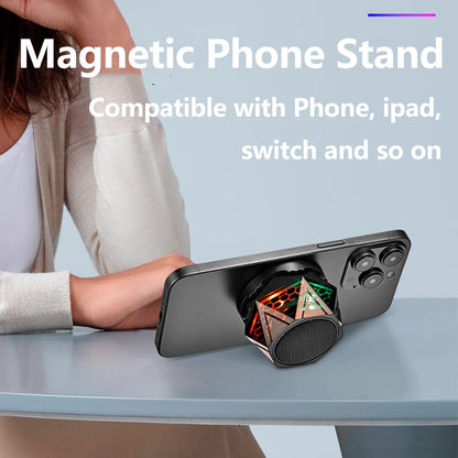 Magnetic Bluetooth Speaker – RGB Light Show, IPX7 Waterproof, TWS Stereo Pairing, 24H Playtime, Compact Design – Perfect for Home, Car, Outdoor Use (Black)