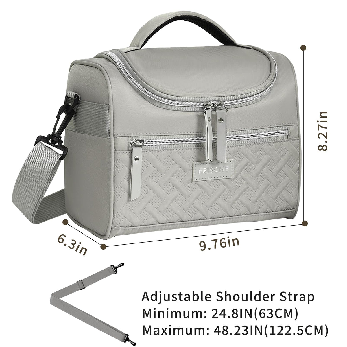 Insulated Lunch Bag with Adjustable Shoulder Strap – 8L Cooler Tote for Work, School, Picnic & Outdoor Use (Grey) | Other Colors Available in Store