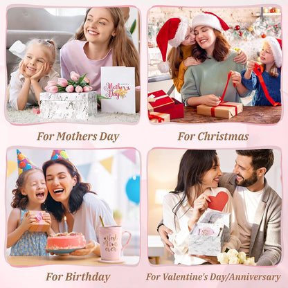Best Mom Ever Coffee Mug Gift Set with Lid, Spoon & Coaster, 14oz Pink Marble Ceramic Cup for Mother's Day, Birthday, Christmas, Valentine's Day (Pink)