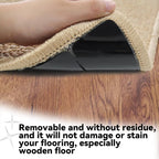 24PCS Reusable Carpet Grippers, Washable Non-Slip Rug Tape for Hardwood Floors, Strong Adhesive Rug Corners Fixer, No Residue Rug Pads for Area Rugs (Black)