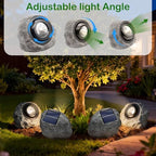 4Pack Solar Rock Lights Outdoor – Ash Gray Garden Stone Spotlights with IP65 Waterproof LED, Switchable Warm & Cool White, Auto On/Off for Pathway, Walkway, Yard & Patio(gray)
