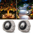 4Pack Solar Rock Lights Outdoor – Ash Gray Garden Stone Spotlights with IP65 Waterproof LED, Switchable Warm & Cool White, Auto On/Off for Pathway, Walkway, Yard & Patio(gray)