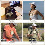 Portable Neck Fan with 5 Speeds – Rechargeable USB Mini Fan for Outdoor Travel, Work & Camping – Silent Personal Cooling Fan (Beige)