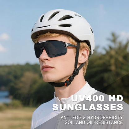High-End Polarized Sports Sunglasses for Men Women – UV400 Protection, Anti-Fog, Lightweight TR90 Frame, Removable Lens, Ideal for Cycling, Running, Fishing, Golf (Black)