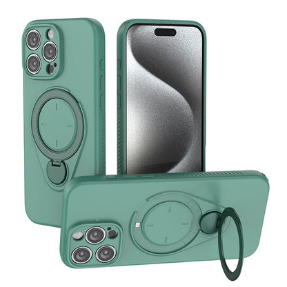 Magnetic Shockproof Case with 360-Degree Rotating Ring Stand for iPhone 16 Pro Max – Slim Protective Phone Cover with Airbag Corners and Wireless Charging Support for Home, Office, Travel and Daily Use (Green)