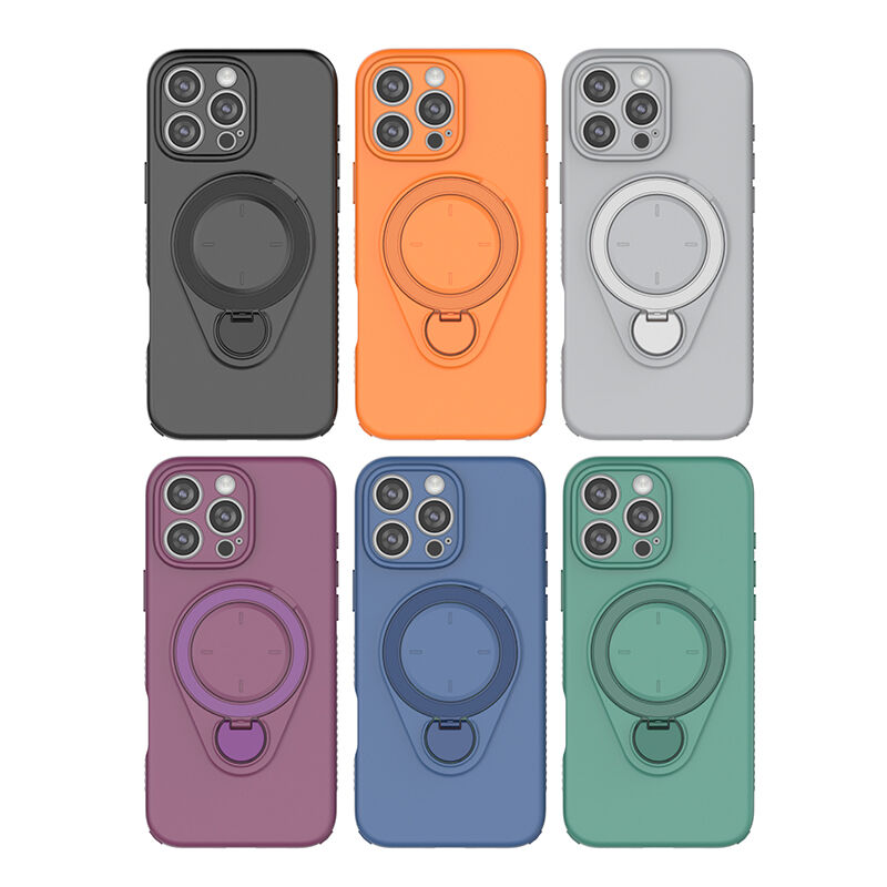 Magnetic Shockproof Case with 360-Degree Rotating Ring Stand for iPhone 16 Pro Max – Slim Protective Phone Cover with Airbag Corners and Wireless Charging Support for Home, Office, Travel and Daily Use (Purple)