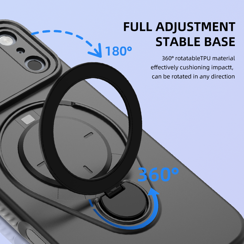 Magnetic Shockproof Phone Case with 360-Degree Rotating Ring Stand and Wireless Charging Support for iPhone 17 Pro – Slim Protective Cover Designed for Home Use, Office Work, Travel, Commuting and Everyday On-the-Go Lifestyle (Grey)
