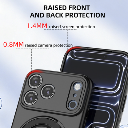 Magnetic Shockproof Phone Case with 360-Degree Rotating Ring Stand and Wireless Charging Support for iPhone 17 Pro – Slim Protective Cover Designed for Home Use, Office Work, Travel, Commuting and Everyday On-the-Go Lifestyle (Green)