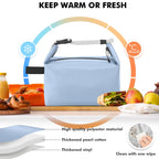 Foldable Lunch Bag – Reusable Insulated Cooler Tote with Waterproof Zipper, Leak-Proof Design, Lightweight & Compact, Ideal for Work, School, Picnic, Travel (Blue)