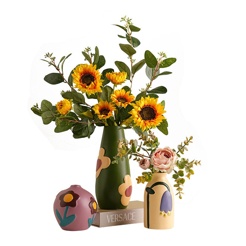 Morandi Painted Ceramic Vase Set (3-Piece) – Modern Home Decor for Flowers | Other Luxury Styles Available in Store