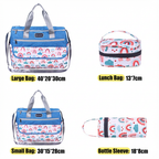 Newborn Diaper Bag Set with Changing Pad – 4-Piece Baby Organizer, Large Capacity Mom Backpack, Insulated Bottle Sleeve & Lunch Bag, Travel Diaper Bag for Moms (Blue)