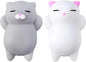 2 PCS Mini Cat Squishy Toy for Office & Classroom – Soft Silicone Stress Reliever to Calm Anxiety (Grey & White)