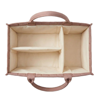 Large Baby Diaper Caddy Organizer – Stylish Storage Basket for Nursery, Changing Table & Travel – Portable Urn for Diapers, Wipes, Toys & Essentials (Pink)