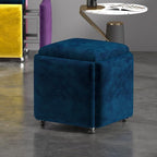 Stool, 5 in 1 Nesting Ottoman Stool with Swivel Casters Stackable Cube Square Sofa Vanity Movable Footstool for Living Room Bedroom(Five Colour)