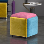 Stool, 5 in 1 Nesting Ottoman Stool with Swivel Casters Stackable Cube Square Sofa Vanity Movable Footstool for Living Room Bedroom(Yellow)