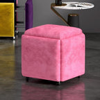 Stool, 5 in 1 Nesting Ottoman Stool with Swivel Casters Stackable Cube Square Sofa Vanity Movable Footstool for Living Room Bedroom(Yellow)