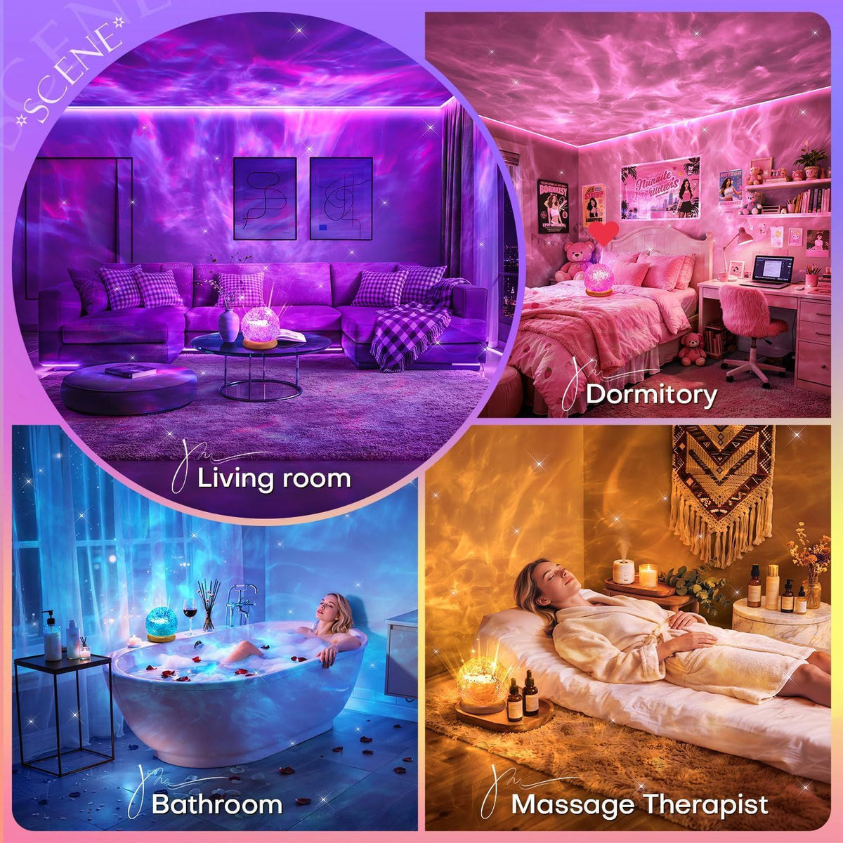 Crystal Ball Night Light Projector, 16 Colors 216 Modes RGB Water Ripple Lamp with Remote & Timer, USB Powered Mood Light for Bedroom Decor, Gifts for Girls (Clear)