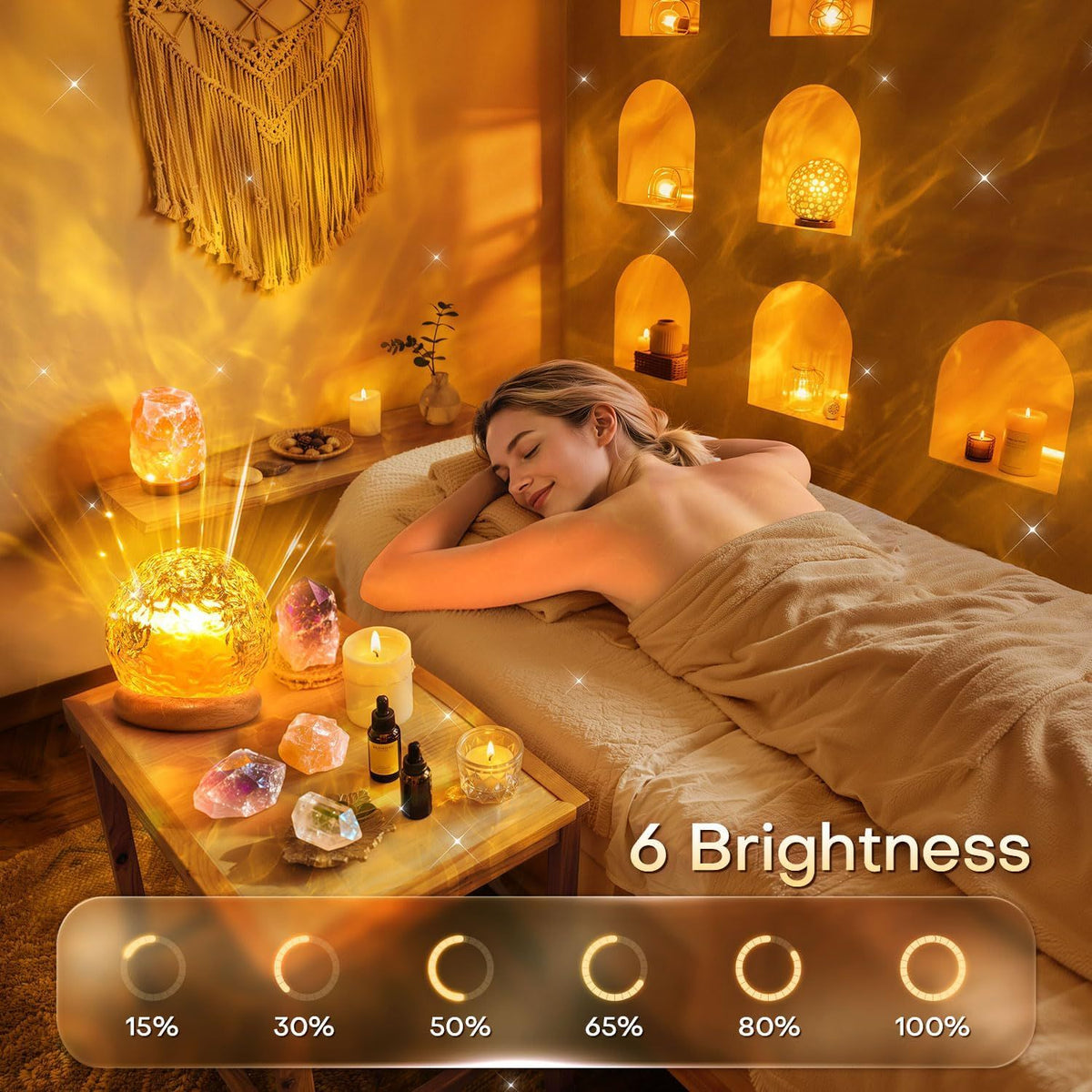 Crystal Ball Night Light Projector, 16 Colors 216 Modes RGB Water Ripple Lamp with Remote & Timer, USB Powered Mood Light for Bedroom Decor, Gifts for Girls (Clear)