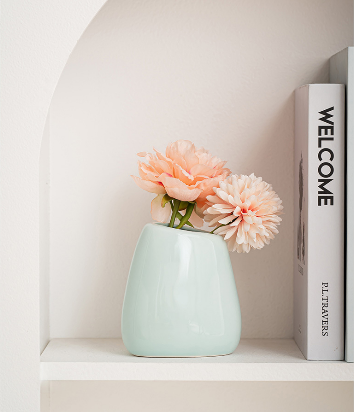 Modern Ceramic Vase Set (3-Piece): Minimalist Home Decor for Living Room Flower Arrangements (Blue) | Other Styles Available in Store