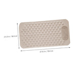 Non-Slip Bath Mat with Foot Scrubber – 70 x 36 cm, Anti-Skid Suction Cups & Drain Holes, Waterproof Shower Floor Pad with Exfoliating Brush(Grey)