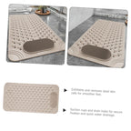 Non-Slip Bath Mat with Foot Scrubber – 70 x 36 cm, Anti-Skid Suction Cups & Drain Holes, Waterproof Shower Floor Pad with Exfoliating Brush(Grey)
