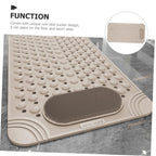 Non-Slip Bath Mat with Foot Scrubber – 70 x 36 cm, Anti-Skid Suction Cups & Drain Holes, Waterproof Shower Floor Pad with Exfoliating Brush(Grey)
