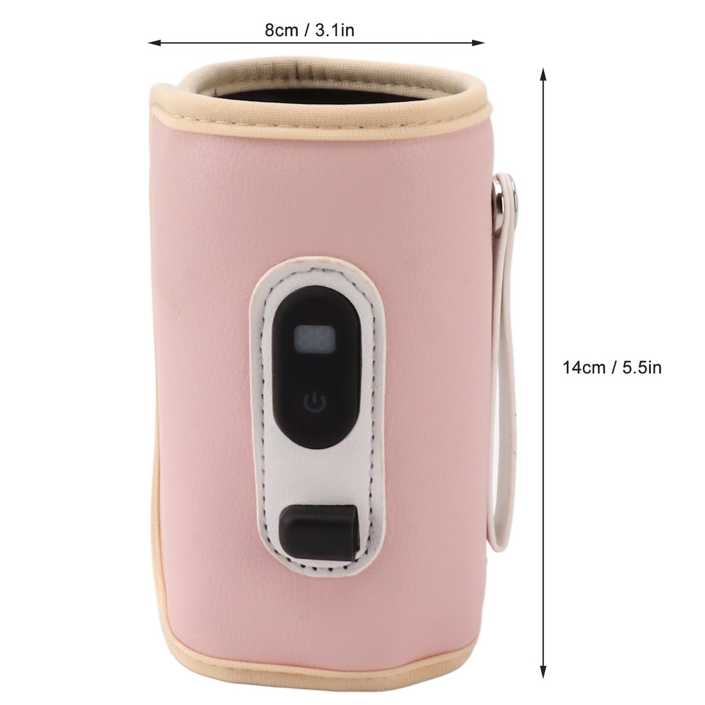 USB Baby Bottle Warmer – Portable Digital Milk Heater with 5-Temperature Settings, Rechargeable and Waterproof for Travel and Home Use (Pink)