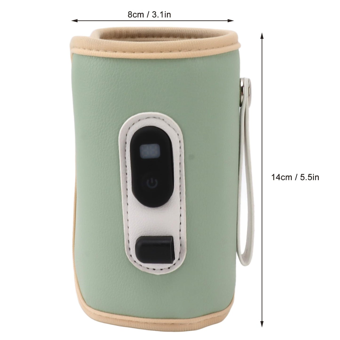 USB Baby Bottle Warmer – Portable Digital Milk Heater with 5-Temperature Settings, Rechargeable and Waterproof for Travel and Home Use (Green)