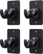 4-Pack No-Drill Self-Adhesive Curtain Rod Brackets for Smooth Walls, Universal Fit for Bathroom & Bedroom (Black)