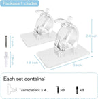 4-Pack No-Drill Self-Adhesive Curtain Rod Brackets for Smooth Walls, Universal Fit for Bathroom & Bedroom (Transparent)