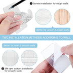 4-Pack No-Drill Self-Adhesive Curtain Rod Brackets for Smooth Walls, Universal Fit for Bathroom & Bedroom (Transparent)