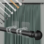 4-Pack No-Drill Self-Adhesive Curtain Rod Brackets for Smooth Walls, Universal Fit for Bathroom & Bedroom (Transparent)