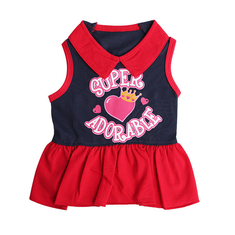 Pet products 2-Piece Dog Summer Dress Set - Team Spirit & SUPER ADORABLE Designs, Red White Stripes & Navy Blue, Peter Pan Collar, Cute Fit for Dogs（L）