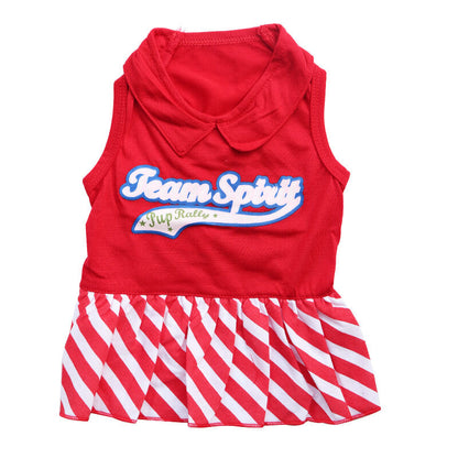 Pet products 2-Piece Dog Summer Dress Set - Team Spirit & SUPER ADORABLE Designs, Red White Stripes & Navy Blue, Peter Pan Collar, Cute Fit for Dogs（M）