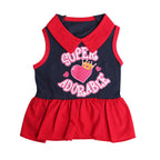 Pet products 2-Piece Dog Summer Dress Set - Team Spirit & SUPER ADORABLE Designs, Red White Stripes & Navy Blue, Peter Pan Collar, Cute Fit for Dogs（XS）