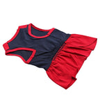 Pet products 2-Piece Dog Summer Dress Set - Team Spirit & SUPER ADORABLE Designs, Red White Stripes & Navy Blue, Peter Pan Collar, Cute Fit for Dogs（XS）