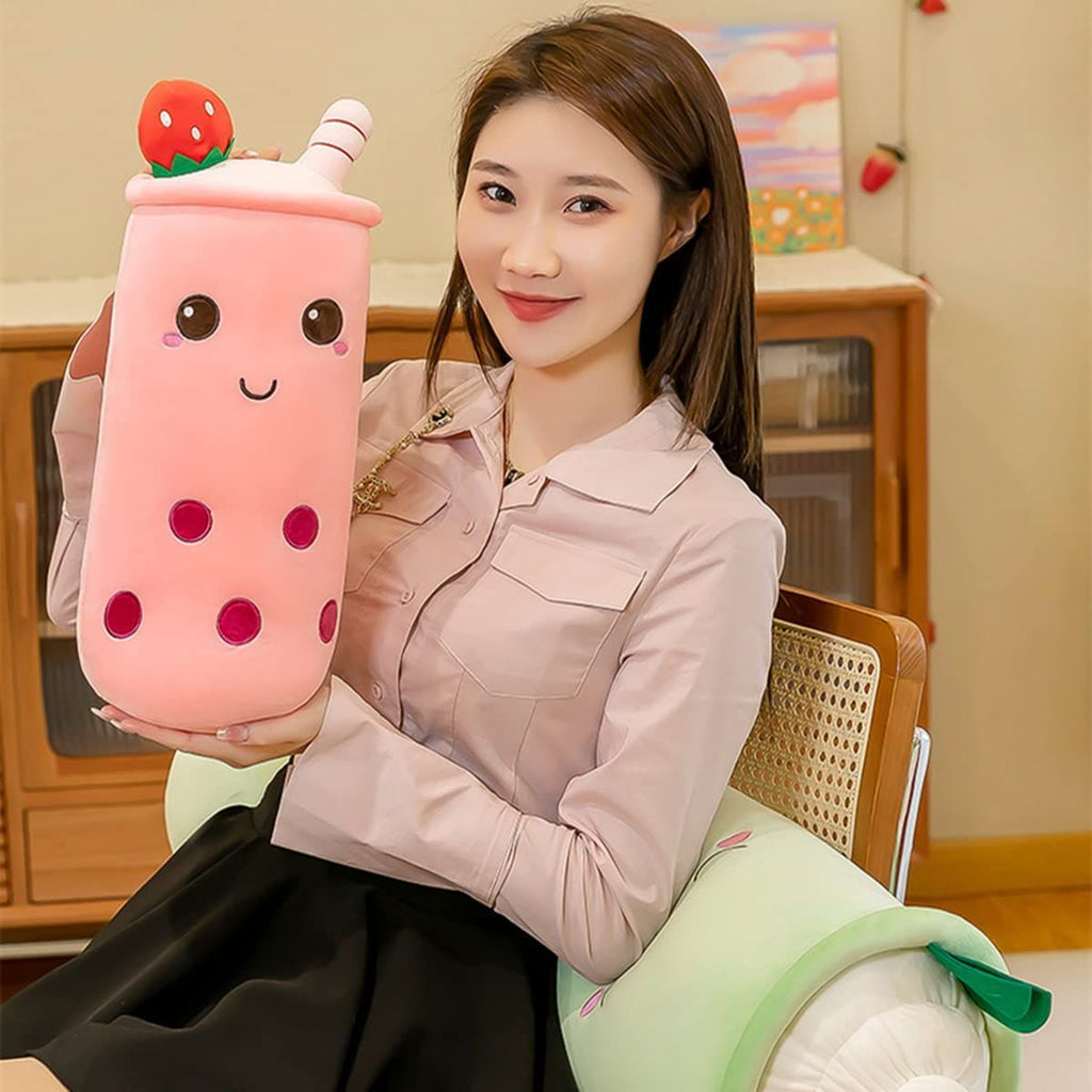 Bubble Tea Plush Pillow Soft Plush Toy Skin-Friendly Pillow Multiple Sizes Cute - Green - Size 16in