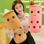 Bubble Tea Plush Pillow Soft Plush Toy Skin-Friendly Pillow Multiple Sizes Cute - Pink - Size 36in